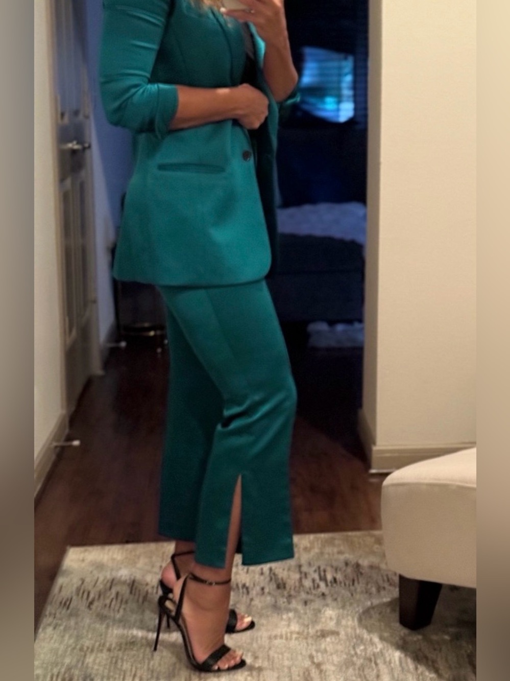The Kooples Teal Green Tailored Cropped Suit